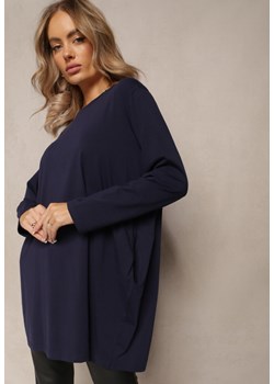 Granatowa Bluzka Tunika Oversize z Długimi Rękawami Sabrianna ze sklepu Renee odzież w kategorii Bluzki damskie - zdjęcie 162300855