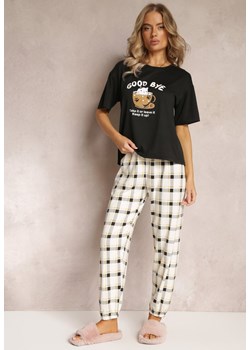Czarny Komplet Piżamowy 2-częściowy z Koszulką i Spodniami Keoris ze sklepu Renee odzież w kategorii Piżamy damskie - zdjęcie 162304195