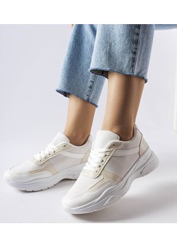 Białe sneakersy z akcentami skóry węża Diego ze sklepu gemre w kategorii Buty sportowe damskie - zdjęcie 162306727