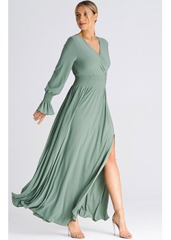 Długa oliwkowa sukienka z bufiastym rękawem M940, Kolor oliwkowy, Rozmiar L/XL, Figl ze sklepu Primodo w kategorii Sukienki - zdjęcie 162313668