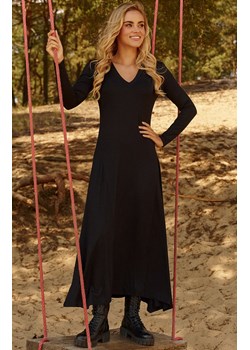 Luźna sukienka maxi z wiskozy czarna M809, Kolor czarny, Rozmiar S, Makadamia ze sklepu Primodo w kategorii Sukienki - zdjęcie 162313707