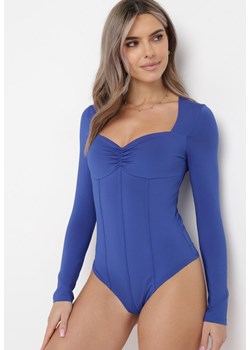 Niebieskie Body z Przeszyciami Gorsetowymi Cristia ze sklepu Born2be Odzież w kategorii Bluzki damskie - zdjęcie 162348618