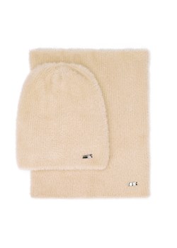 Damski komplet zimowy z miękkiej dzianiny jasny beż ze sklepu WITTCHEN w kategorii Komplety czapka i szalik damskie - zdjęcie 162356109