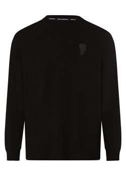 KARL LAGERFELD Męska koszulka z długim rękawem Mężczyźni Dżersej czarny jednolity ze sklepu vangraaf w kategorii T-shirty męskie - zdjęcie 162356887