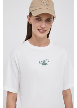Lacoste t-shirt bawełniany kolor beżowy ze sklepu ANSWEAR.com w kategorii Bluzki damskie - zdjęcie 162358456