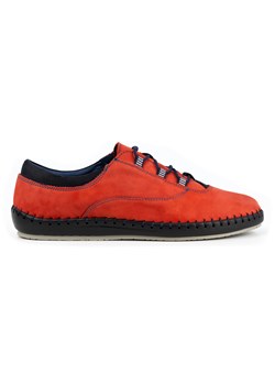 Buty męskie skórzane casual 312K czerwony nubuk ze sklepu butyolivier w kategorii Półbuty męskie - zdjęcie 162370498