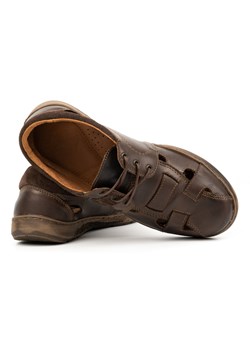Buty męskie ażurowe skórzane na lato 986Ł brązowe ze sklepu butyolivier w kategorii Półbuty męskie - zdjęcie 162370679