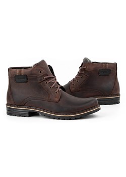 Męskie buty zimowe trzewiki skórzane J35S brązowe ze sklepu butyolivier w kategorii Buty zimowe męskie - zdjęcie 162370829