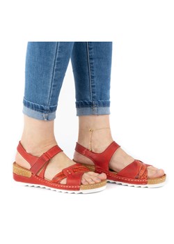 Wygodne sandały damskie skórzane 0620W czerwone ze sklepu butyolivier w kategorii Sandały damskie - zdjęcie 162370855