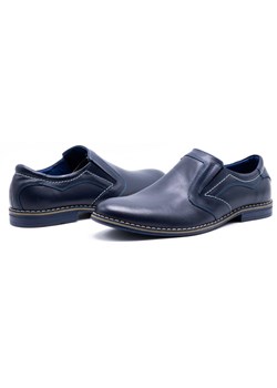 Eleganckie buty męskie skórzane 283LU granatowe ze sklepu butyolivier w kategorii Półbuty męskie - zdjęcie 162370955
