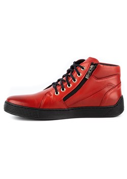 Buty męskie skórzane sneakersy 120SW czerwone ze sklepu butyolivier w kategorii Półbuty męskie - zdjęcie 162371315