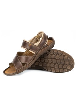 Sandały męskie skórzane 336GT brązowe ze sklepu butyolivier w kategorii Sandały męskie - zdjęcie 162371779