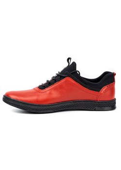 Buty męskie skórzane casual K24 czerwone z czarnym spodem ze sklepu butyolivier w kategorii Półbuty męskie - zdjęcie 162372428