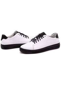 Buty męskie skórzane 2109 białe z czarnym ze sklepu butyolivier w kategorii Trampki męskie - zdjęcie 162372467