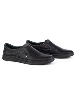 Buty męskie skórzane wsuwane casual 284GT czarne ze sklepu butyolivier w kategorii Półbuty męskie - zdjęcie 162372869