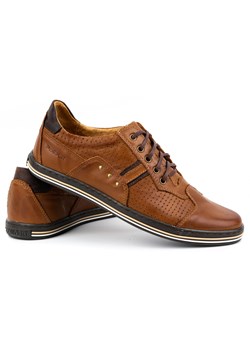 Buty męskie skórzane casual 1801PAX brązowe ze sklepu butyolivier w kategorii Półbuty męskie - zdjęcie 162378298