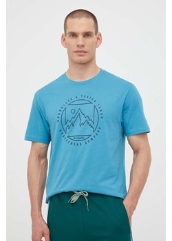Columbia t-shirt bawełniany kolor niebieski z nadrukiem ze sklepu PRM w kategorii T-shirty męskie - zdjęcie 162380665