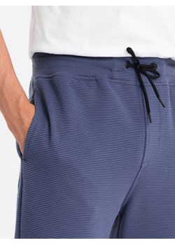 Spodnie dresowe męskie z tkaniny ottoman - ciemnoniebieskie V2 OM-PASK-0129 ze sklepu ombre w kategorii Spodnie męskie - zdjęcie 162382178