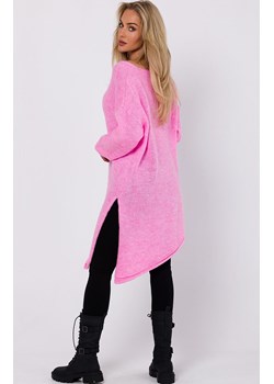 Sweter tunika z asymetrycznym dołem różowy M769, Kolor różowy, Rozmiar uniwersalny, MOE ze sklepu Primodo w kategorii Swetry damskie - zdjęcie 162397855