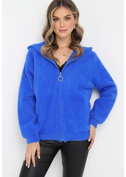 Niebieski Wełniany Kardigan z Kapturem i Suwakiem Sakiyah ze sklepu Born2be Odzież w kategorii Swetry damskie - zdjęcie 162401956