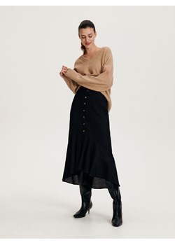 Reserved - Spódnica midi z lnem - czarny ze sklepu Reserved w kategorii Spódnice - zdjęcie 162402475