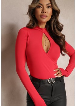 Czerwona Bluzka z Wycięciem Siss ze sklepu Renee odzież w kategorii Bluzki damskie - zdjęcie 162411136
