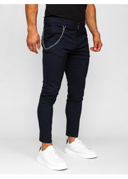 Granatowe spodnie materiałowe chinosy męskie Denley 0059 ze sklepu Denley w kategorii Spodnie męskie - zdjęcie 162415077