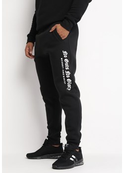 Czarne Spodnie Dresowe z Nadrukiem Launde ze sklepu Born2be Odzież w kategorii Spodnie męskie - zdjęcie 162417375