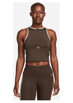 Damska koszulka bez rękawów do biegania z zamkiem 1/2 Nike Air Dri-FIT - Brązowy ze sklepu Nike poland w kategorii Bluzki damskie - zdjęcie 162417787