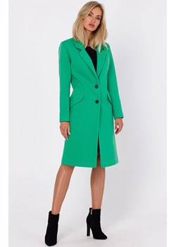 Klasyczny płaszcz flauszowy w kolorze soczystej zieleni M758, Kolor intensywna zieleń, Rozmiar M, MOE ze sklepu Primodo w kategorii Płaszcze damskie - zdjęcie 162419476