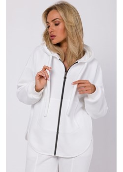 Bluza z kapturem zasuwana na zamek ecru M761, Kolor ecru, Rozmiar L/XL, MOE ze sklepu Primodo w kategorii Bluzy damskie - zdjęcie 162419537