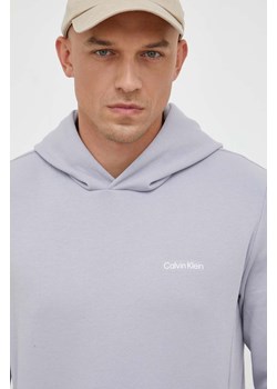 Calvin Klein bluza męska kolor szary z kapturem gładka ze sklepu ANSWEAR.com w kategorii Bluzy męskie - zdjęcie 162420349
