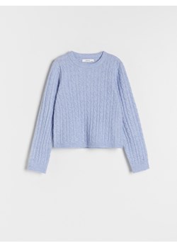 Reserved - Sweter z ozdobnym splotem - niebieski ze sklepu Reserved w kategorii Swetry dziewczęce - zdjęcie 162422378