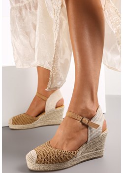 Brązowe Sandały Espadryle na Koturnie Zdobionym Plecionką Killasia ze sklepu renee.pl w kategorii Espadryle damskie - zdjęcie 162449915