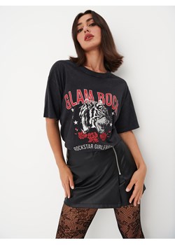 Mohito - Bawełniany t-shirt z nadrukiem - Szary ze sklepu Mohito w kategorii Bluzki damskie - zdjęcie 162487287