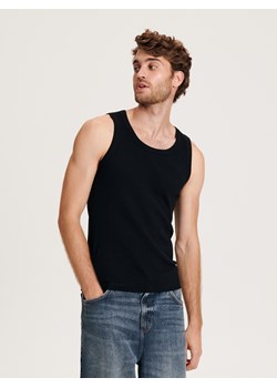 Reserved - Bawełniany podkoszulek - czarny ze sklepu Reserved w kategorii T-shirty męskie - zdjęcie 162489218
