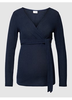 Sweter ciążowy z dzianiny z wiązanym paskiem model ‘ANNETTE’ ze sklepu Peek&Cloppenburg  w kategorii Swetry ciążowe - zdjęcie 162490489