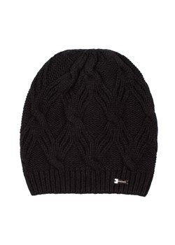 Damska czapka z ozdobnym splotem czarna ze sklepu WITTCHEN w kategorii Czapki zimowe damskie - zdjęcie 162495596