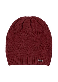 Damska czapka z ozdobnym splotem ciemnoczerwona ze sklepu WITTCHEN w kategorii Czapki zimowe damskie - zdjęcie 162495597
