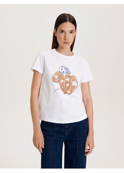 Reserved - T-shirt regular z haftem - biały ze sklepu Reserved w kategorii Bluzki damskie - zdjęcie 162499309