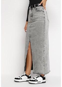 Szara Jeansowa Spódnica Maxi z Paskiem Goergen ze sklepu Born2be Odzież w kategorii Spódnice - zdjęcie 162500918