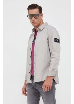 Calvin Klein Jeans koszula męska kolor szary relaxed z kołnierzykiem klasycznym ze sklepu ANSWEAR.com w kategorii Koszule męskie - zdjęcie 162503725