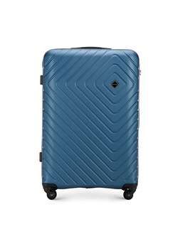 Duża walizka z ABS-u z geometrycznym tłoczeniem ciemnoniebieska ze sklepu WITTCHEN w kategorii Walizki - zdjęcie 162508889