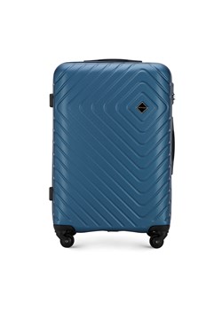 Średnia walizka z ABS-u z geometrycznym tłoczeniem ciemnoniebieska ze sklepu WITTCHEN w kategorii Walizki - zdjęcie 162508929
