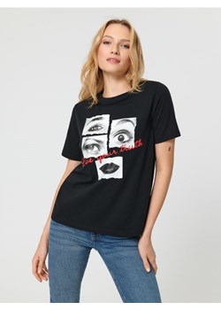 Sinsay - Koszulka z nadrukiem - czarny ze sklepu Sinsay w kategorii Bluzki damskie - zdjęcie 162513056
