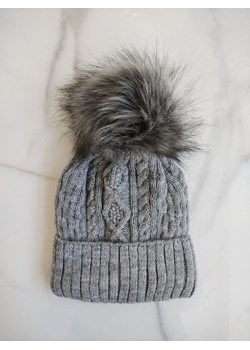 szara czapka zimowa isaura  ze splotem w romby ze sklepu STYLOWO w kategorii Czapki zimowe damskie - zdjęcie 162513447