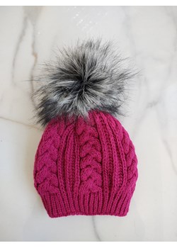 ciemnoróżowa zimowa czapka blanka z warkoczowym splotem ze sklepu STYLOWO w kategorii Czapki zimowe damskie - zdjęcie 162513449
