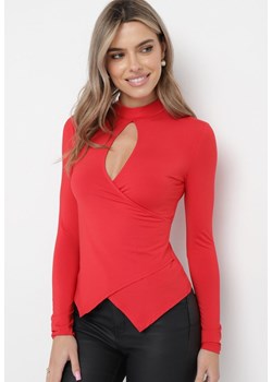 Czerwona Bluzka z Wycięciem Jeshe ze sklepu Born2be Odzież w kategorii Bluzki damskie - zdjęcie 162518835