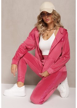 Różowy Welurowy Komplet Dresowy 2-Częściowy Bluza i Spodnie z Cekinami Mariellta ze sklepu Renee odzież w kategorii Dresy damskie - zdjęcie 162519028
