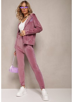 Fioletowy Welurowy Komplet Dresowy 2-Częściowy Bluza i Spodnie z Cekinami Mariellta ze sklepu Renee odzież w kategorii Dresy damskie - zdjęcie 162521809